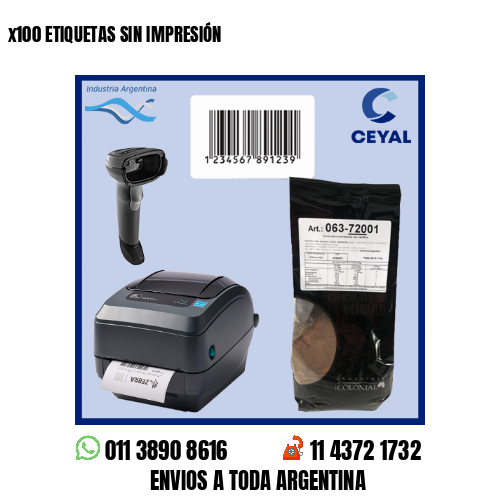 x100 ETIQUETAS SIN IMPRESIÓN