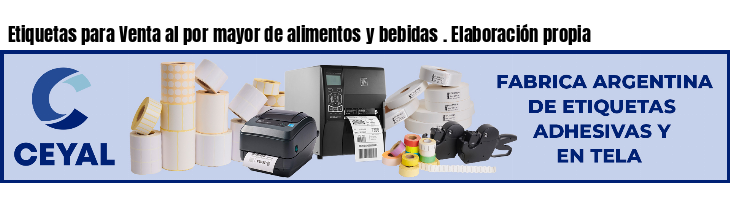 Etiquetas para Venta al por mayor de alimentos y bebidas . Elaboración propia