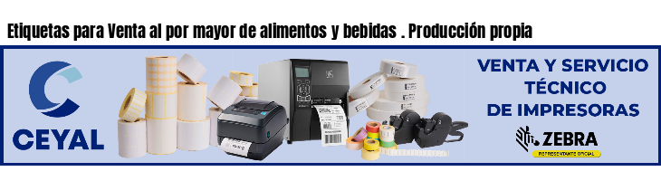 Etiquetas para Venta al por mayor de alimentos y bebidas . Producción propia