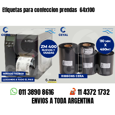 Etiquetas para confeccion prendas 64x100
