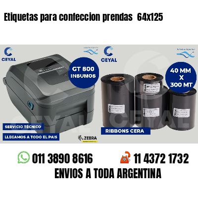 Etiquetas para confeccion prendas 64x125