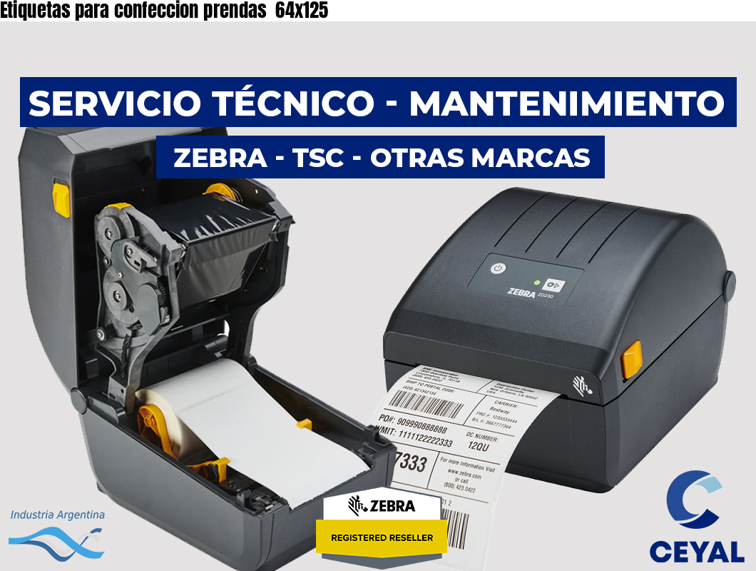 Etiquetas para confeccion prendas 64x125