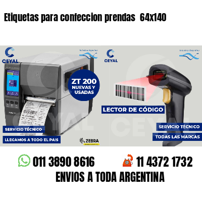 Etiquetas para confeccion prendas 64x140