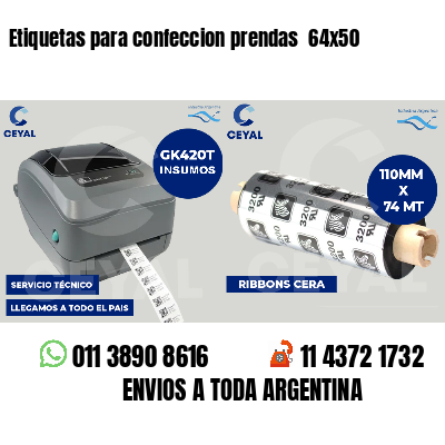Etiquetas para confeccion prendas 64x50