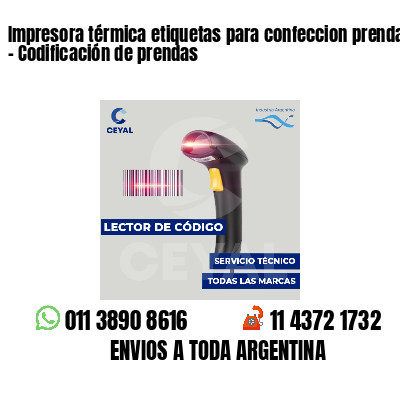 Impresora térmica etiquetas para confeccion prendas - Codificación de prendas