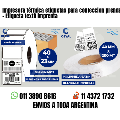 Impresora térmica etiquetas para confeccion prendas - Etiqueta textil imprenta