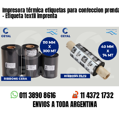 Impresora térmica etiquetas para confeccion prendas - Etiqueta textil imprenta