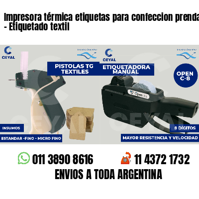 Impresora térmica etiquetas para confeccion prendas - Etiquetado textil