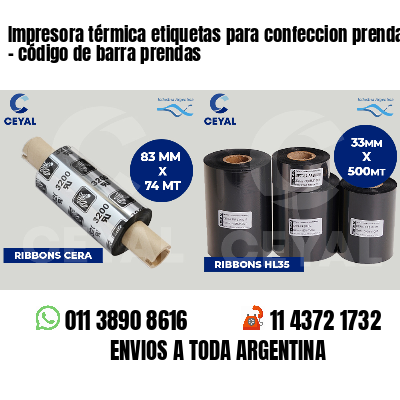 Impresora térmica etiquetas para confeccion prendas - código de barra prendas