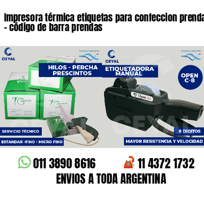 Impresora térmica etiquetas para confeccion prendas - código de barra prendas