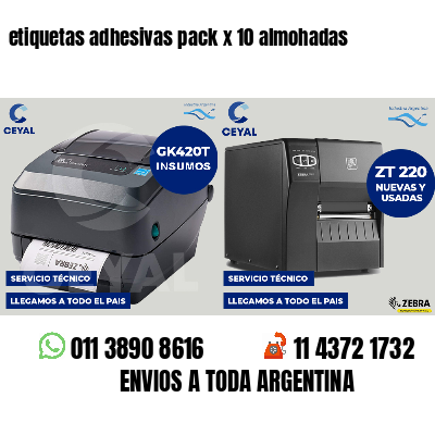 etiquetas adhesivas pack x 10 almohadas
