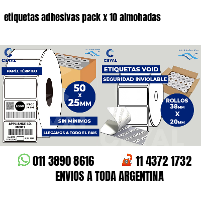 etiquetas adhesivas pack x 10 almohadas
