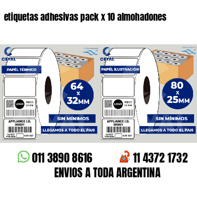 etiquetas adhesivas pack x 10 almohadones