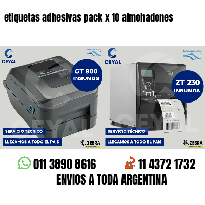 etiquetas adhesivas pack x 10 almohadones