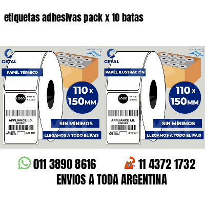 etiquetas adhesivas pack x 10 batas