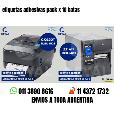 etiquetas adhesivas pack x 10 batas