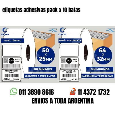 etiquetas adhesivas pack x 10 batas