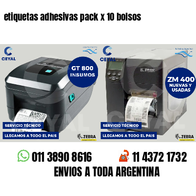 etiquetas adhesivas pack x 10 bolsos