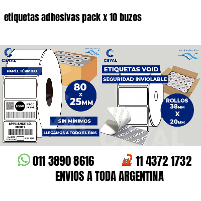 etiquetas adhesivas pack x 10 buzos