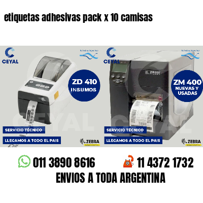 etiquetas adhesivas pack x 10 camisas