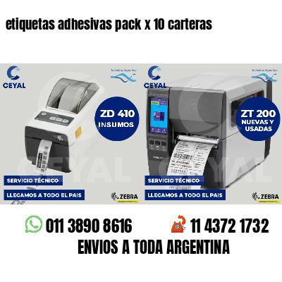 etiquetas adhesivas pack x 10 carteras