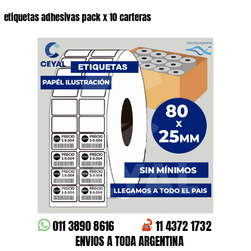 etiquetas adhesivas pack x 10 carteras