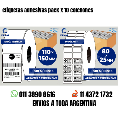 etiquetas adhesivas pack x 10 colchones