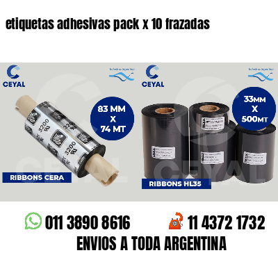 etiquetas adhesivas pack x 10 frazadas