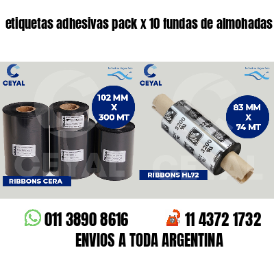 etiquetas adhesivas pack x 10 fundas de almohadas
