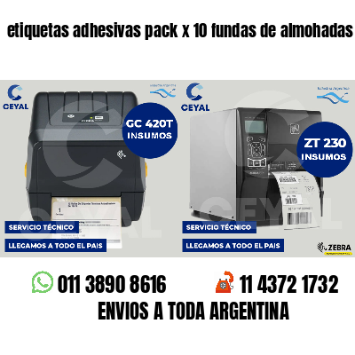 etiquetas adhesivas pack x 10 fundas de almohadas