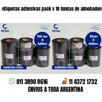 etiquetas adhesivas pack x 10 fundas de almohadones
