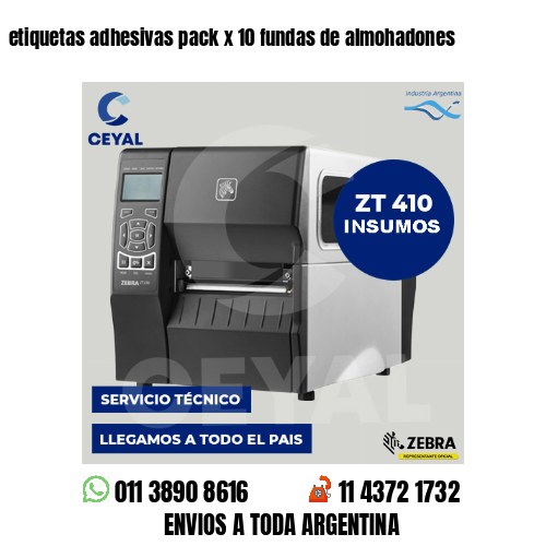 etiquetas adhesivas pack x 10 fundas de almohadones