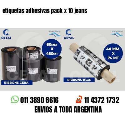 etiquetas adhesivas pack x 10 jeans