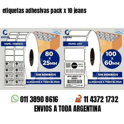 etiquetas adhesivas pack x 10 jeans