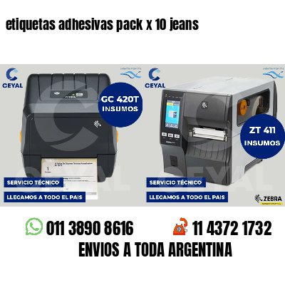 etiquetas adhesivas pack x 10 jeans