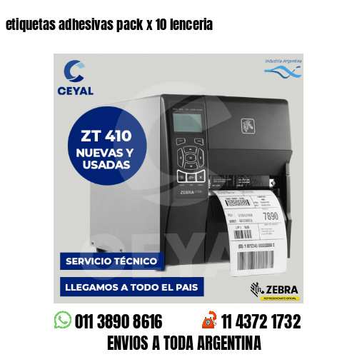 etiquetas adhesivas pack x 10 lenceria