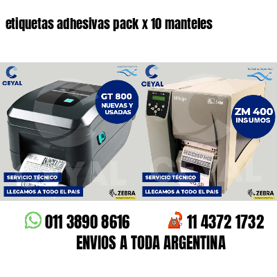 etiquetas adhesivas pack x 10 manteles