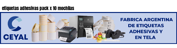 etiquetas adhesivas pack x 10 mochilas