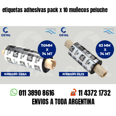 etiquetas adhesivas pack x 10 muñecos peluche