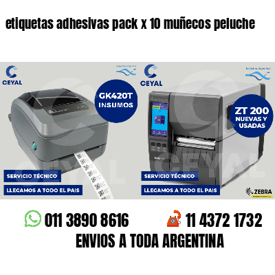 etiquetas adhesivas pack x 10 muñecos peluche