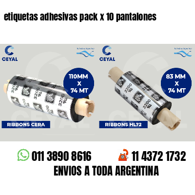 etiquetas adhesivas pack x 10 pantalones