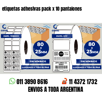 etiquetas adhesivas pack x 10 pantalones