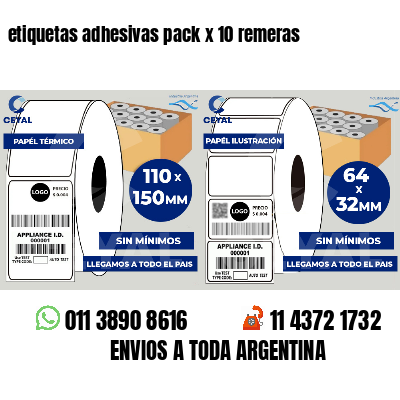 etiquetas adhesivas pack x 10 remeras