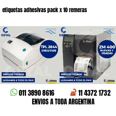 etiquetas adhesivas pack x 10 remeras