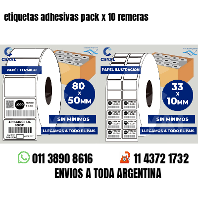 etiquetas adhesivas pack x 10 remeras