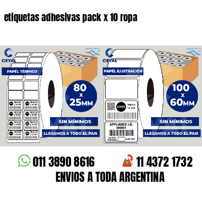 etiquetas adhesivas pack x 10 ropa