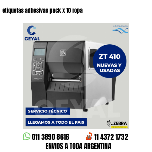etiquetas adhesivas pack x 10 ropa