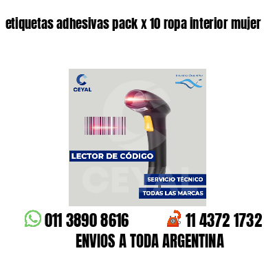 etiquetas adhesivas pack x 10 ropa interior mujer