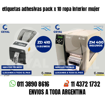 etiquetas adhesivas pack x 10 ropa interior mujer