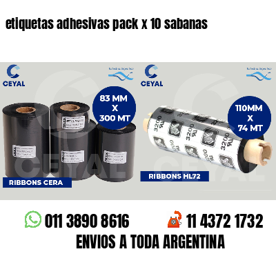etiquetas adhesivas pack x 10 sabanas